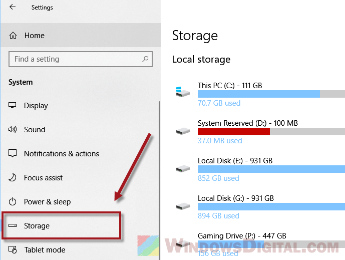 Windows 10 Storage Sense