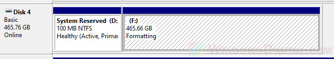 Windows 10 formatting SSD