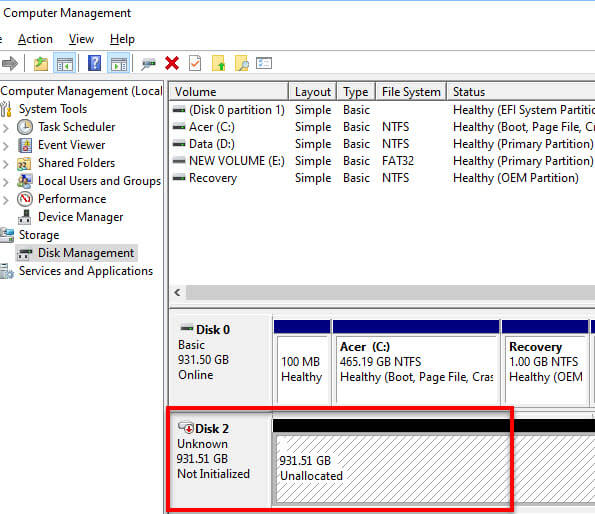 Windows 10 initialize disk