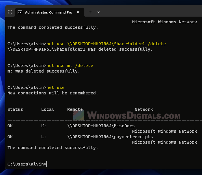 Windows 11 10 Remove SMB credentials CMD