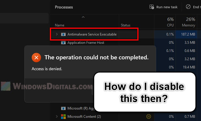 Windows 11 Antimalware Service Executable Access Denied