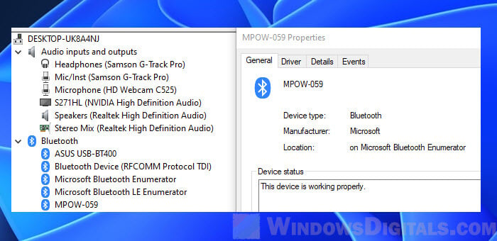 Windows 11 Bluetooth headphones connect but not in Playback Devices