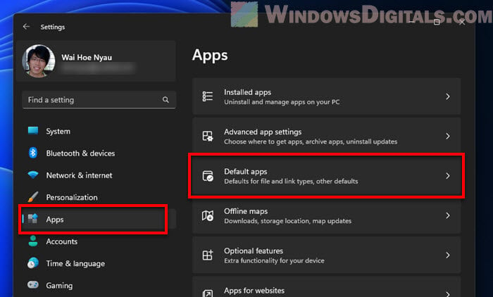 Windows 11 Default Apps Settings