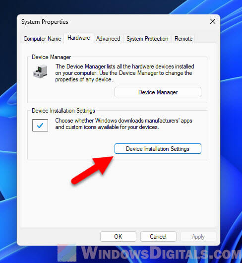 Windows 11 Device Installation Settings