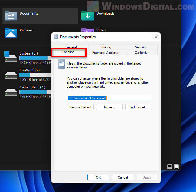 Windows 11 Folder Properties Location Tab Not Showing