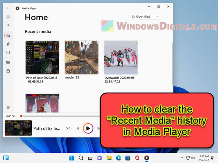 Windows 11 Media Player Clear Recent Media History