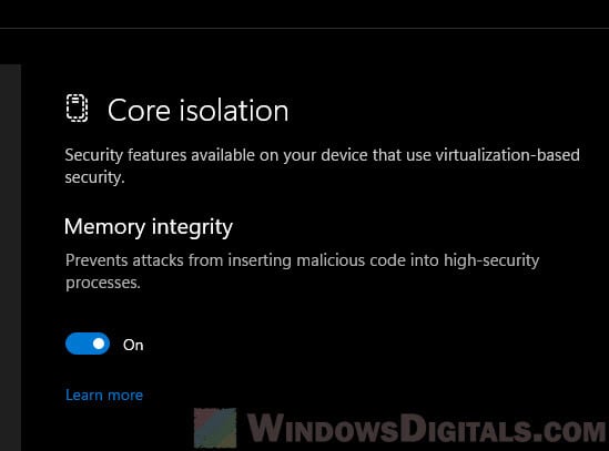 Windows 11 Memory Integrity