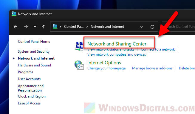 Windows 11 Network and Sharing Center