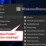 Windows 11 New Folder Missing From Right-Click Menu