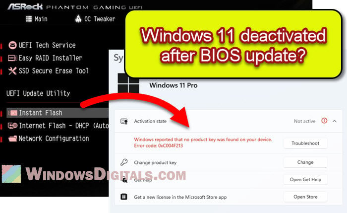 Windows 11 Not Activated After BIOS Update