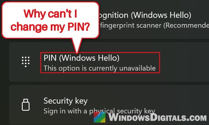 Windows 11 PIN Settings Ask for a Work or School Account on a Personal PC