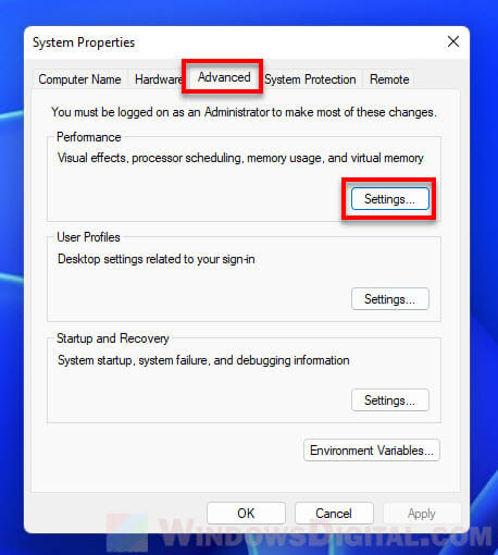 Windows 11 Performance Settings