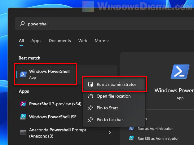 Windows 11 PowerShell Run as administrator