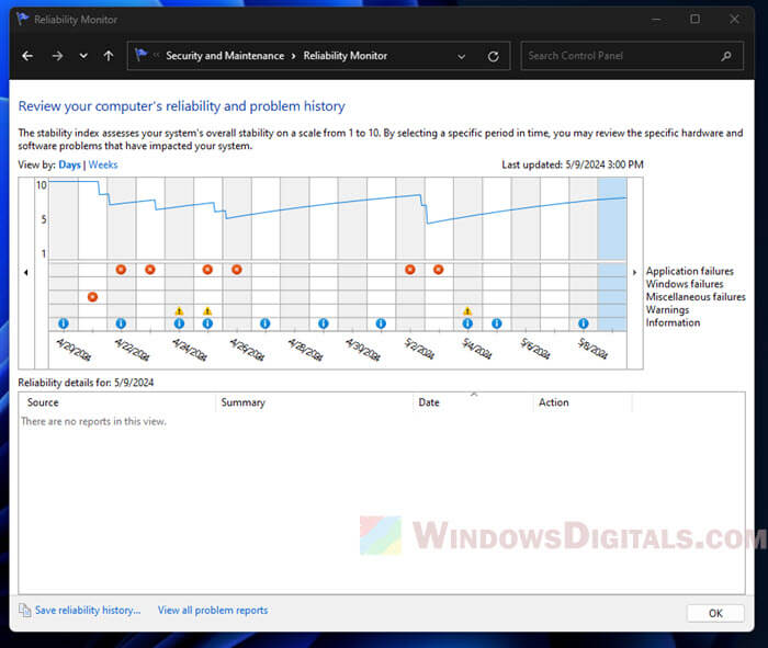 Windows 11 Security problem history archived messages