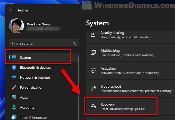 Windows 11 System Recovery Settings