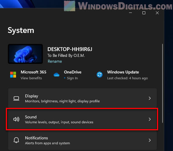 Windows 11 System Sound Settings