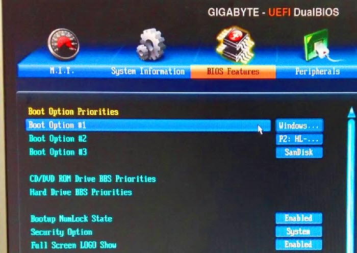 bios boot priority