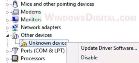 Windows 11 Unknown Device Update driver