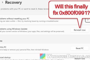 Windows 11 Update Keeps Failing With Error 0x800f0991