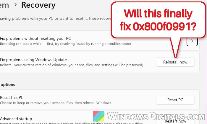 Windows 11 Update Keeps Failing With Error 0x800f0991