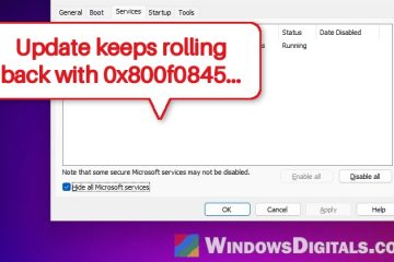 Windows 11 Update Rolls Back With Error 0x800f0845 After Restart