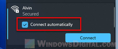 Windows 11 WiFi network connect automatically