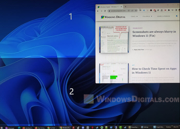 Windows 11 desktop split screen vertically