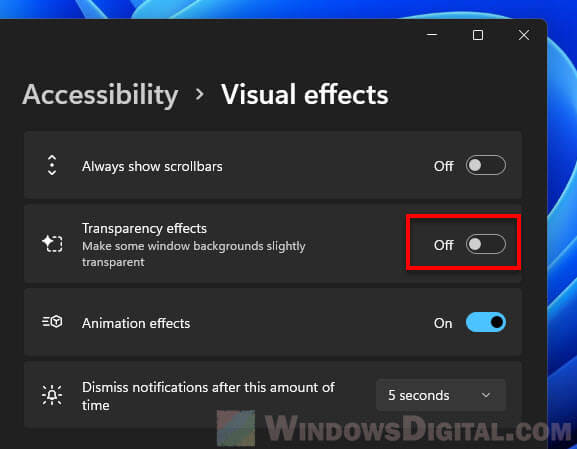 Windows 11 disable Alt Tab blur