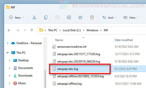 Windows 11 driver installation update log file