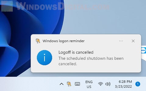 Windows 11 logon reminder