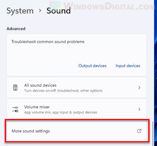Windows 11 more sound settings