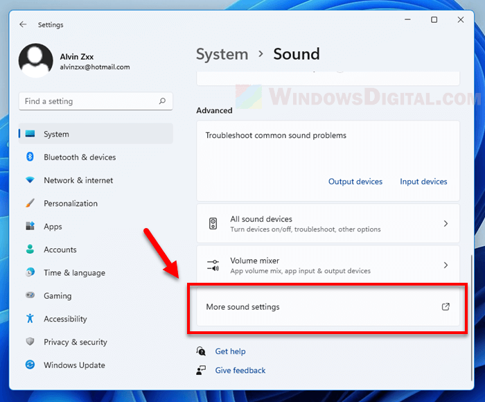 Windows 11 open sound control panel