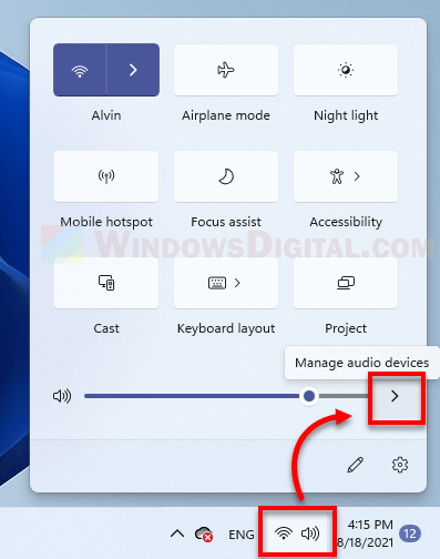 Windows 11 quick settings sound output devices