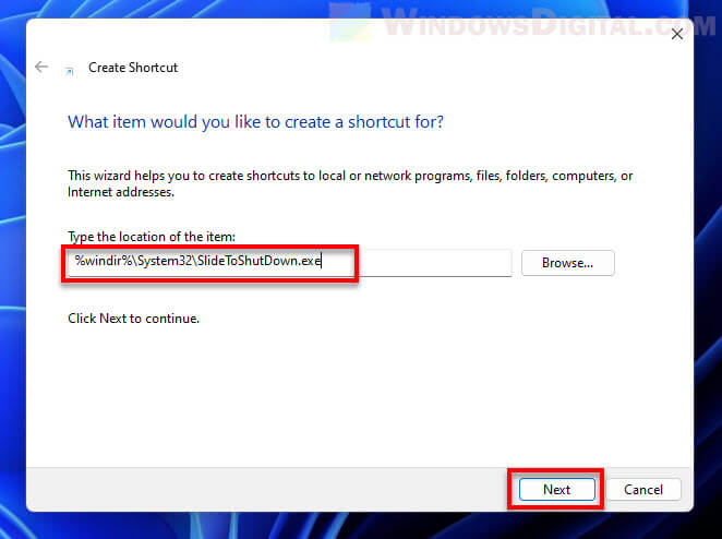 Windows 11 slide to shutdown shortcut
