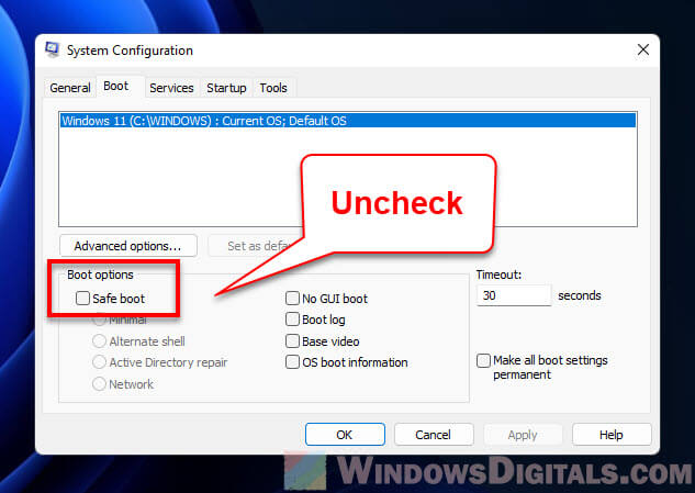 Windows 11 stuck Safe mode will not boot into normal mode