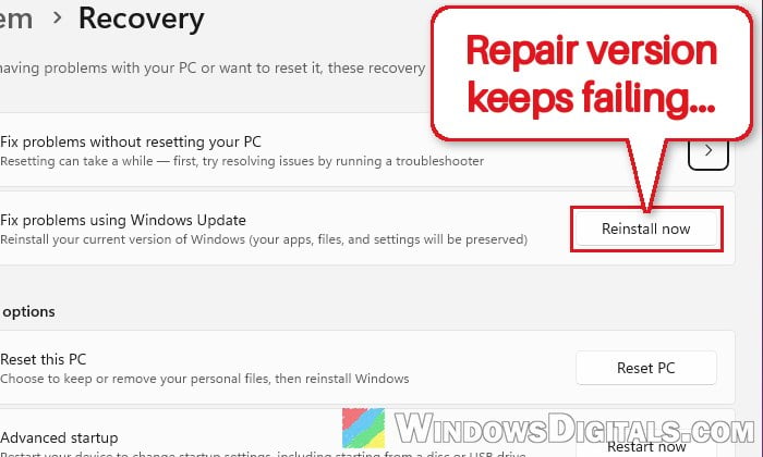 "Windows 11, version 25H2 (repair version)" Failed to Install