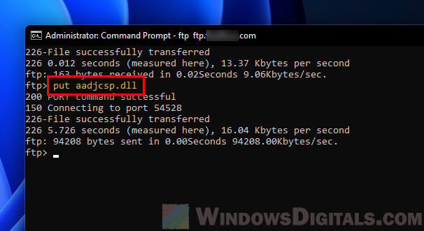 Windows FTP command to upload a file to server
