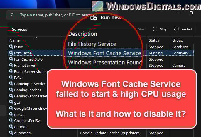 Windows Font Cache Service Windows 11 or 10