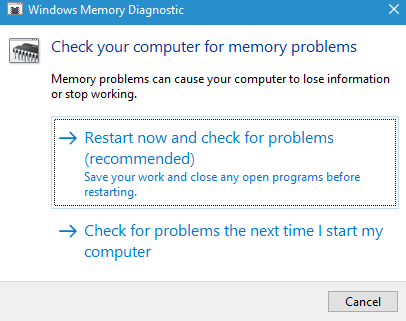 Windows Memory Diagnostic Windows 11/10