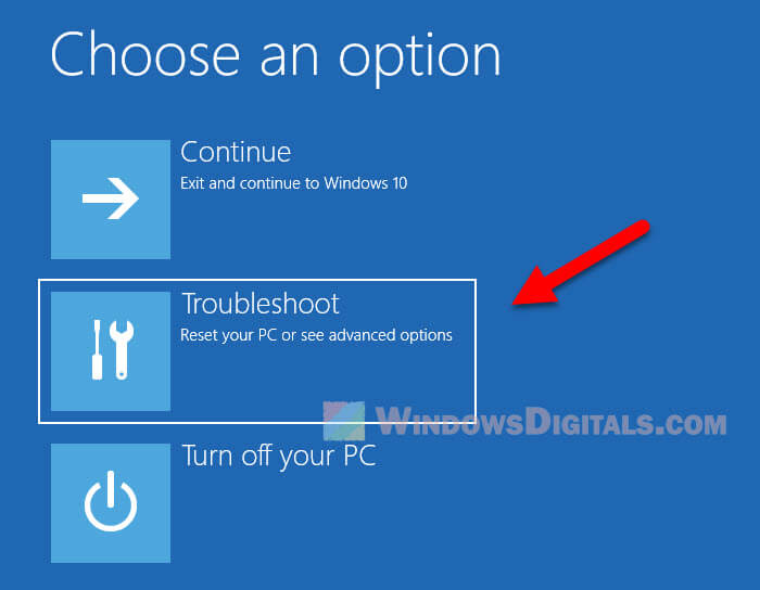 Windows RE Troubleshoot