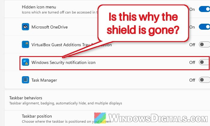 Windows Security Icon Missing from the Taskbar in Windows 11