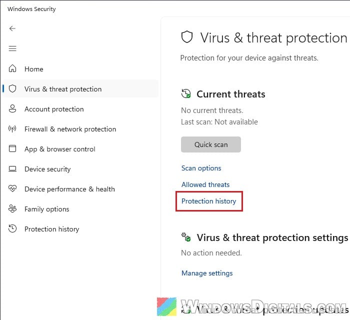 Windows Security Virus and threat protection Windows 11