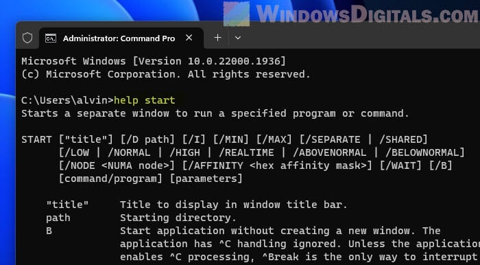 Windows Terminal Help Command