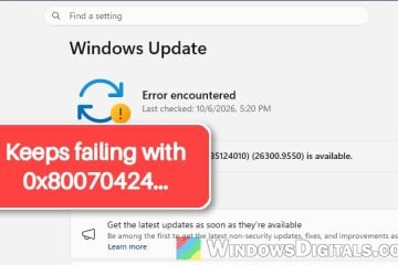 Windows Update Error 0x80070424 on Windows 11 or 10