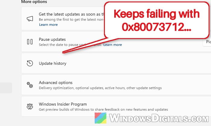 Windows Update Error 0x80073712 "Some update files are missing or have problems"