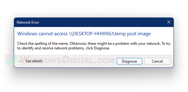 Windows cannot access shared folder Check the spelling of the name 11 10