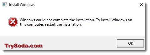 Windows could not complete the installation windows 10/11