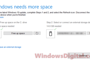 Windows needs more space windows 10 update