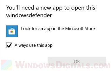 Windowsdefender link missing