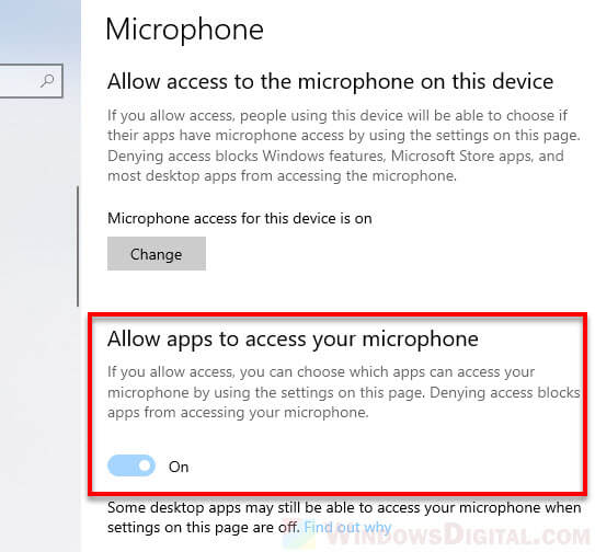 Allow apps to access your microphone